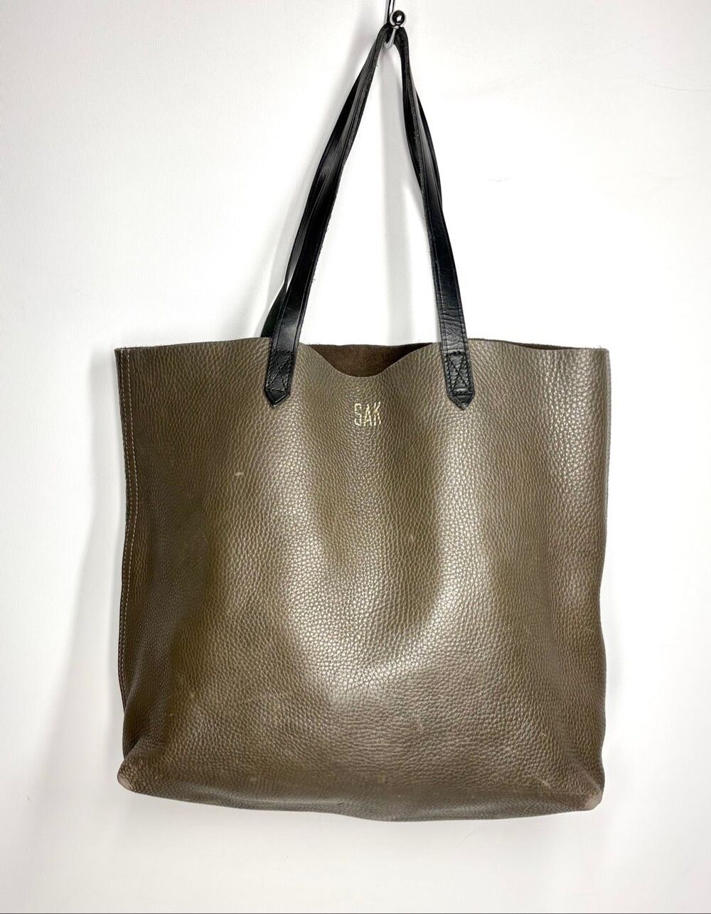 Madewell The Sak Metallic Leather Tote Bag Pewter Bronze  XL Large Shopper Rare